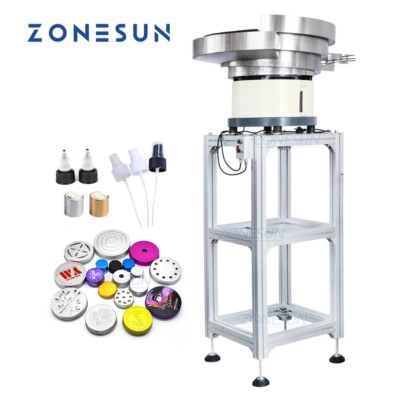 

ZONESUN Customized Vibratory Bowl Feeder for Caps Lids Sprayer Stoper Bottle Sorter Partner for Automatic Capping Machine