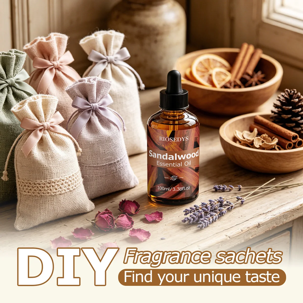 SANDALWOOD Essential Oil, Warm Woody Fragrance Oil for Diffusers, DIY Scented Crafts & Aromatherapy, Smooth and Rich Aroma