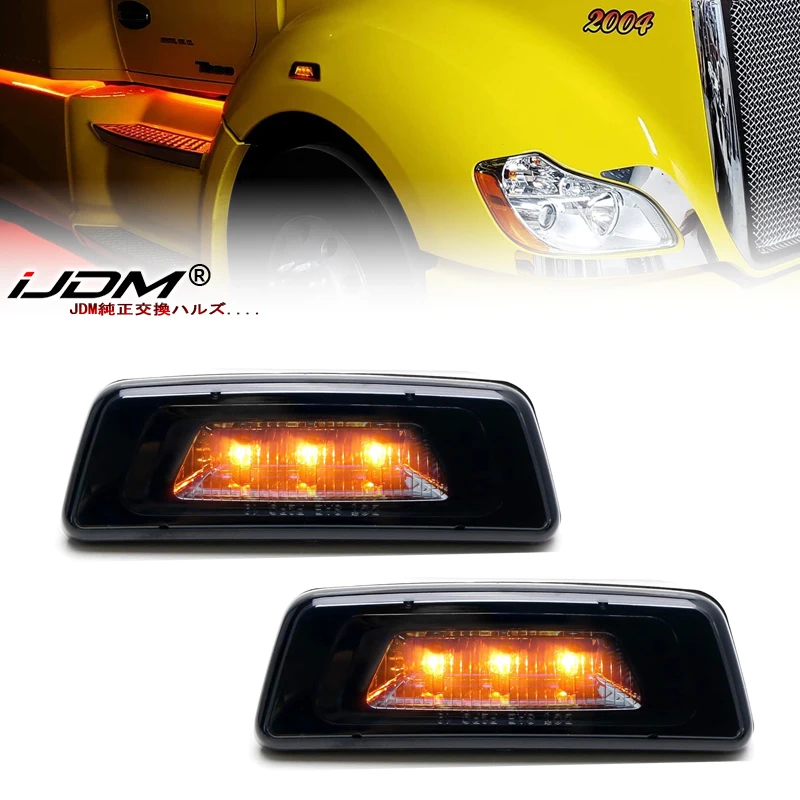 

Super Bright Amber Full LED Front Wheel Fender Side Marker Lights For Kenworth T680 T700 T880, Peterbilt 567 Semi-Truck