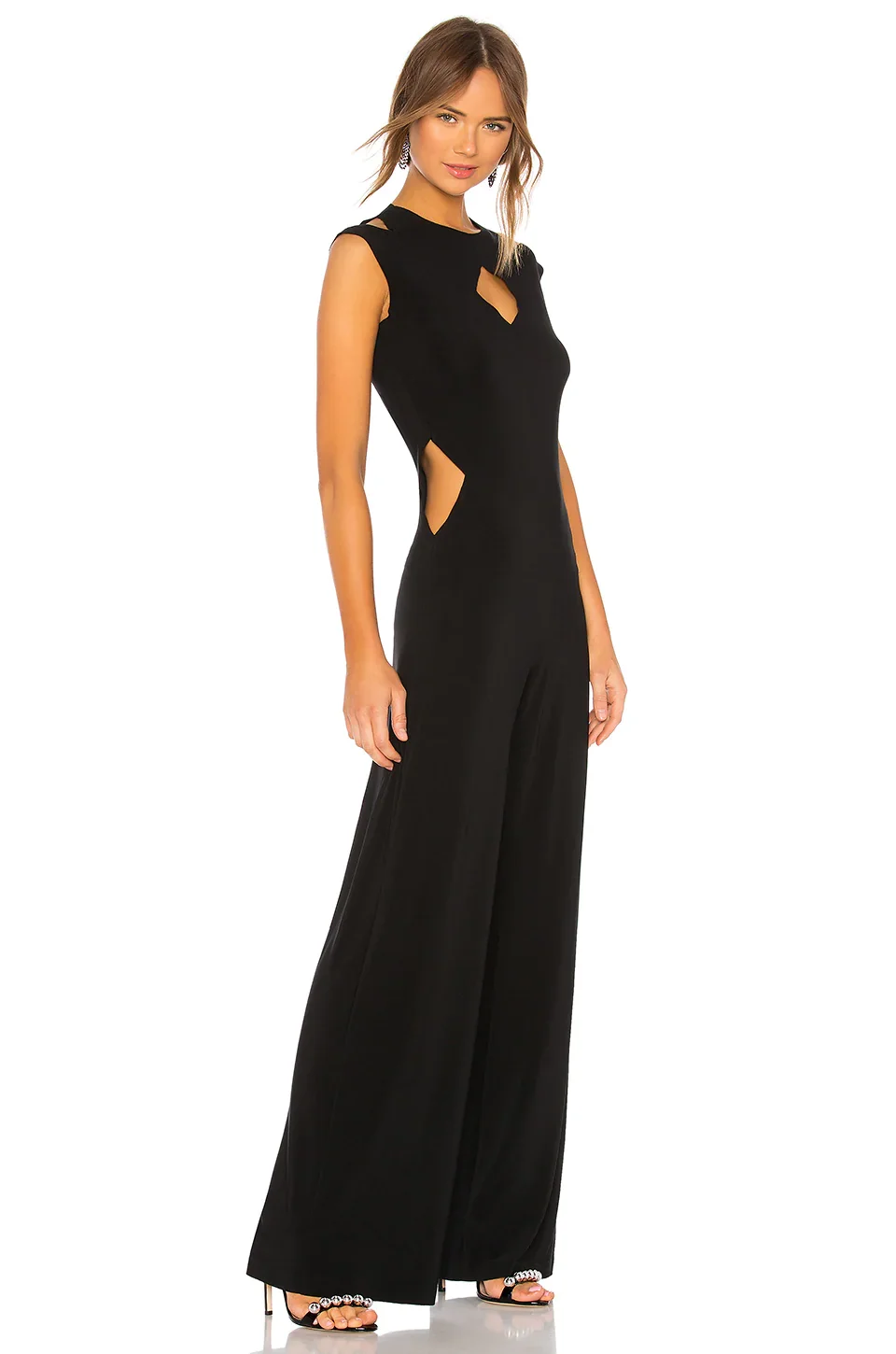 Cut Out Bandage Jumpsuit Women's 2022 Summer Black Wide Leg Pants Sleeveless Sexy Elegant Club Celebrity Evening Party Jumpsuits