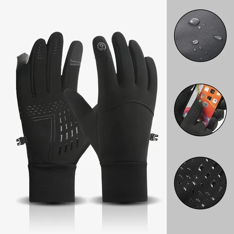 AliExpress Cycling Sports Gloves for Men Women Autumn Winter Water-repellent Warm Motorcyclist Gloves Ski Velvet Touch Screen Non-slip
