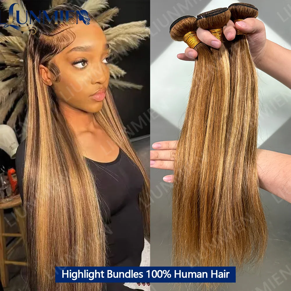 P4-27 Meche Cheveux à Tresser,Tissage Cheveux Humains,Straight Bundles Human Hair Extensions Cheveux,Raw Hair Tissage Marron