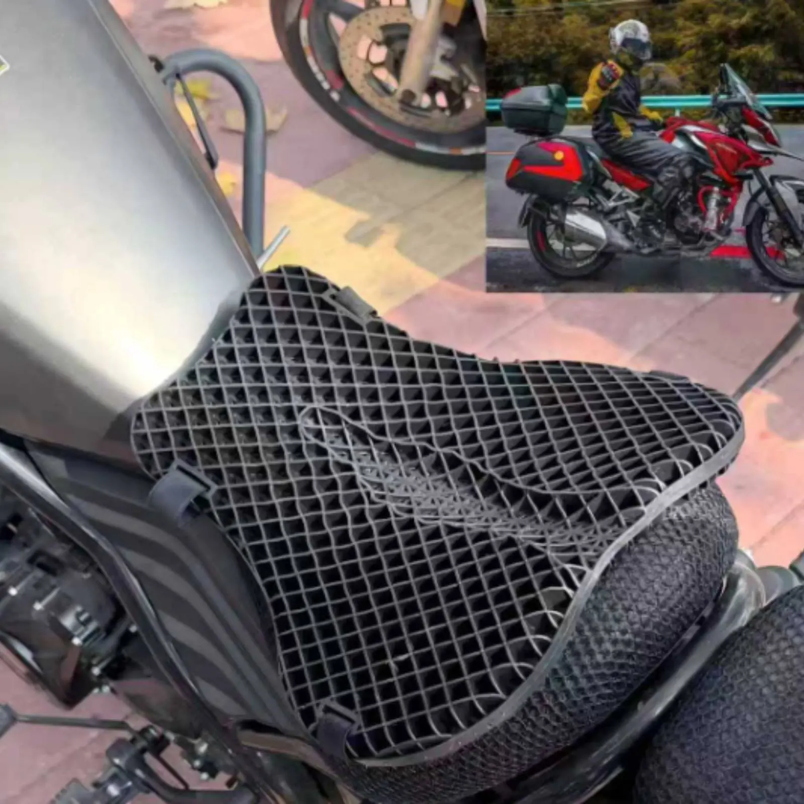 Universal Breathable Gel Motorcycle Seat Cushion Waterproof for Long-Distance Riding Daily Commute Comfort