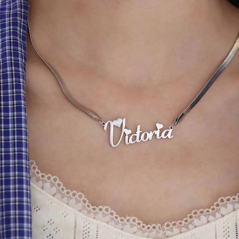 اسم مخصص قلادة Necklace4mm ثعبان سلسلة للنساء شخصية اسم قلادة المختنق الفولاذ المقاوم للصدأ مجوهرات الزفاف هدية