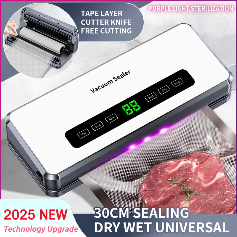 

SZUK Electric Food Vacuum Sealer Dry/Wet Food Packaging Seal Built in Cutter Roll Bag Kitchen Food Storage Seal Vacuum Packaging