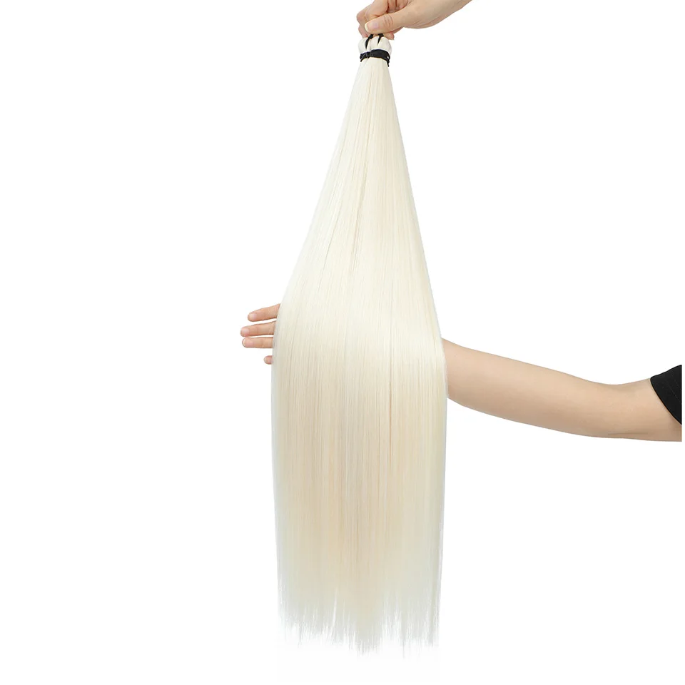 Straight Synthetic Braiding Hair White Color Crochet Hair Extension 3Pcs/lot 28Inch Straight Crochet Braid Hair Bundle For Women