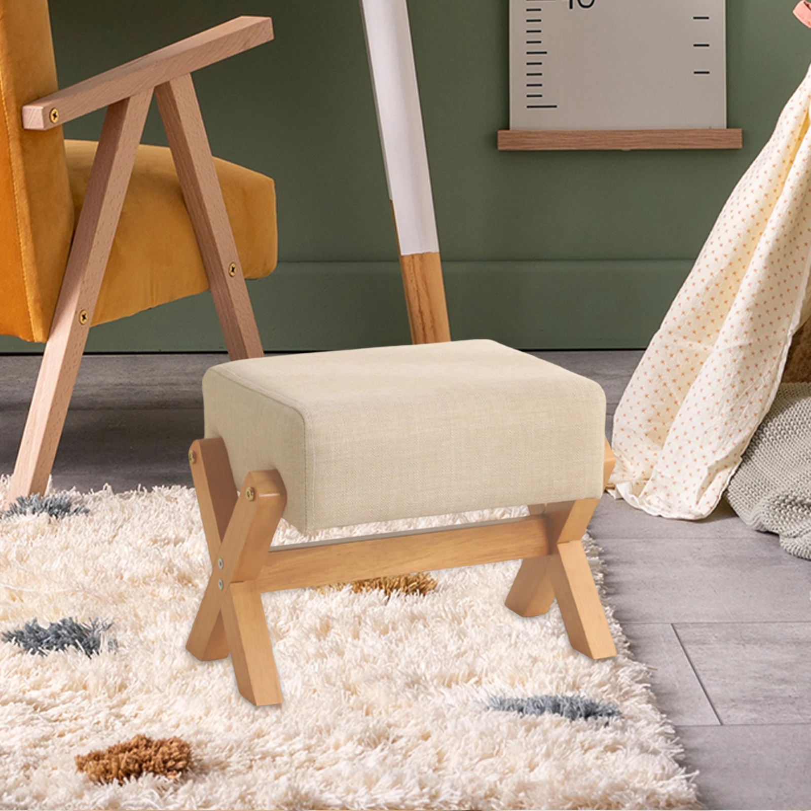 Solid Wood Stool Shoe Changing Stool Household Doorway Stool Low Stool For Living Room Coffee Table Sofa Stool Square Stool