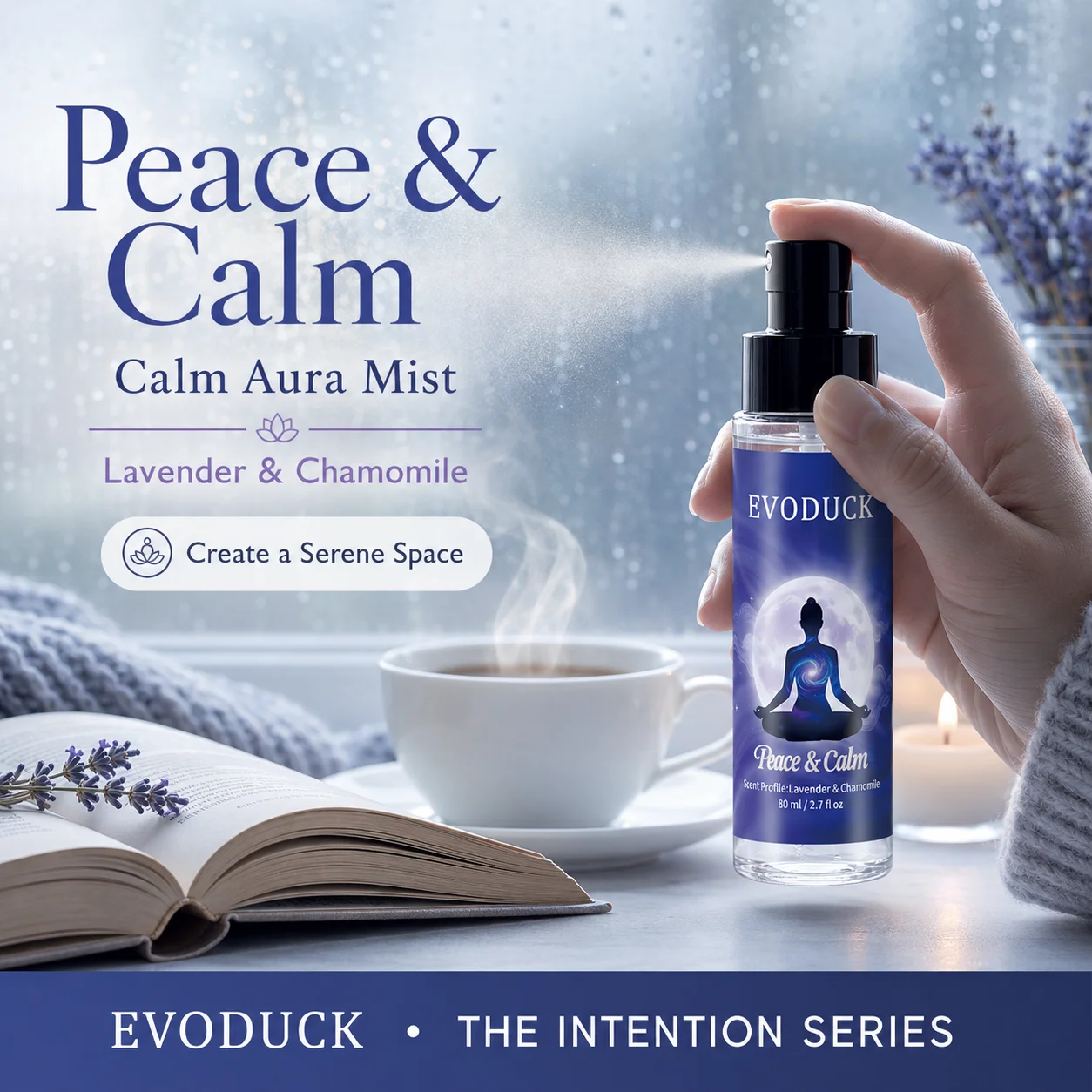 Lavender Chamomile Spray Peace Calm Anxiety Relief Ritual Mist 80ml Smokeless Smudge Chakra Energy Cleansing Spiritual Gift Set