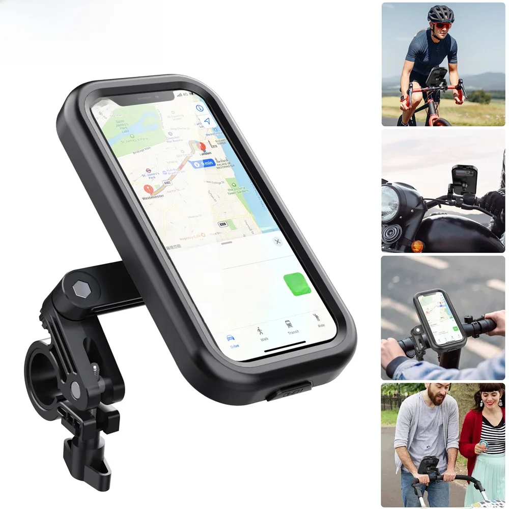 Wodoodporny futerał/etui na telefon do motocykla, roweru, skutera, uchwyt na kierownicę, torba, kompatybilny z iPhone, Xiaomi, Huawei — zdjęcie produktu 7