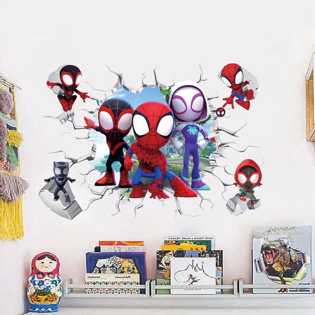 Dessin animé mignon mini Spiderman Super héros Stickers muraux pour chambre d'enfants décoration maison chambre PVC décor film Mural Art décalcomanies