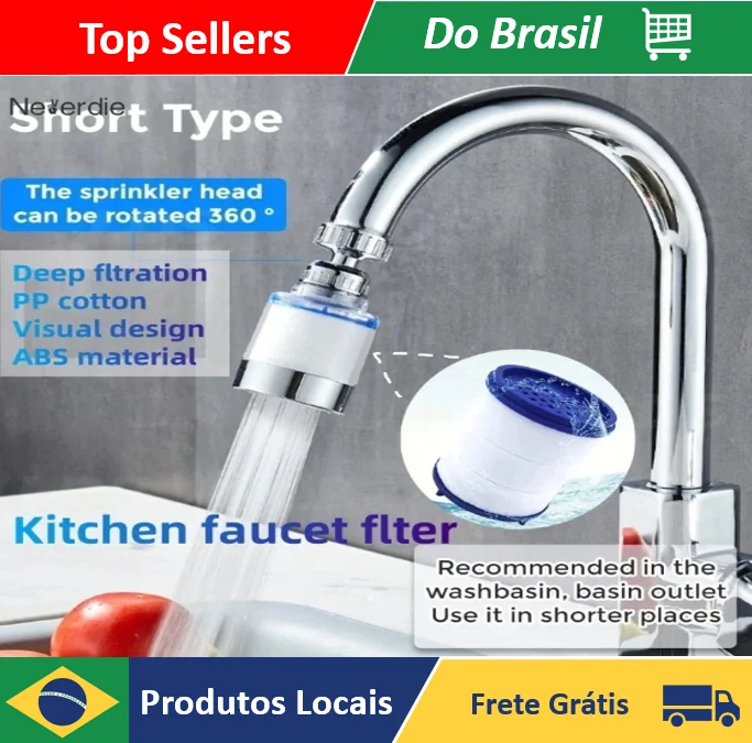 Filtro Universal Booster Torneira Rotativa Remover Cloro Purificador De Água De Cozinha - Neverdie Store