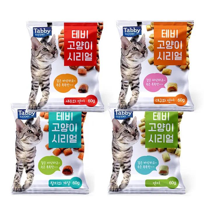 طاولة بالوجبات الخفيفة القط والحبوب ، وجبة بسكويت خفيفة ، 60 x 10ea  جم