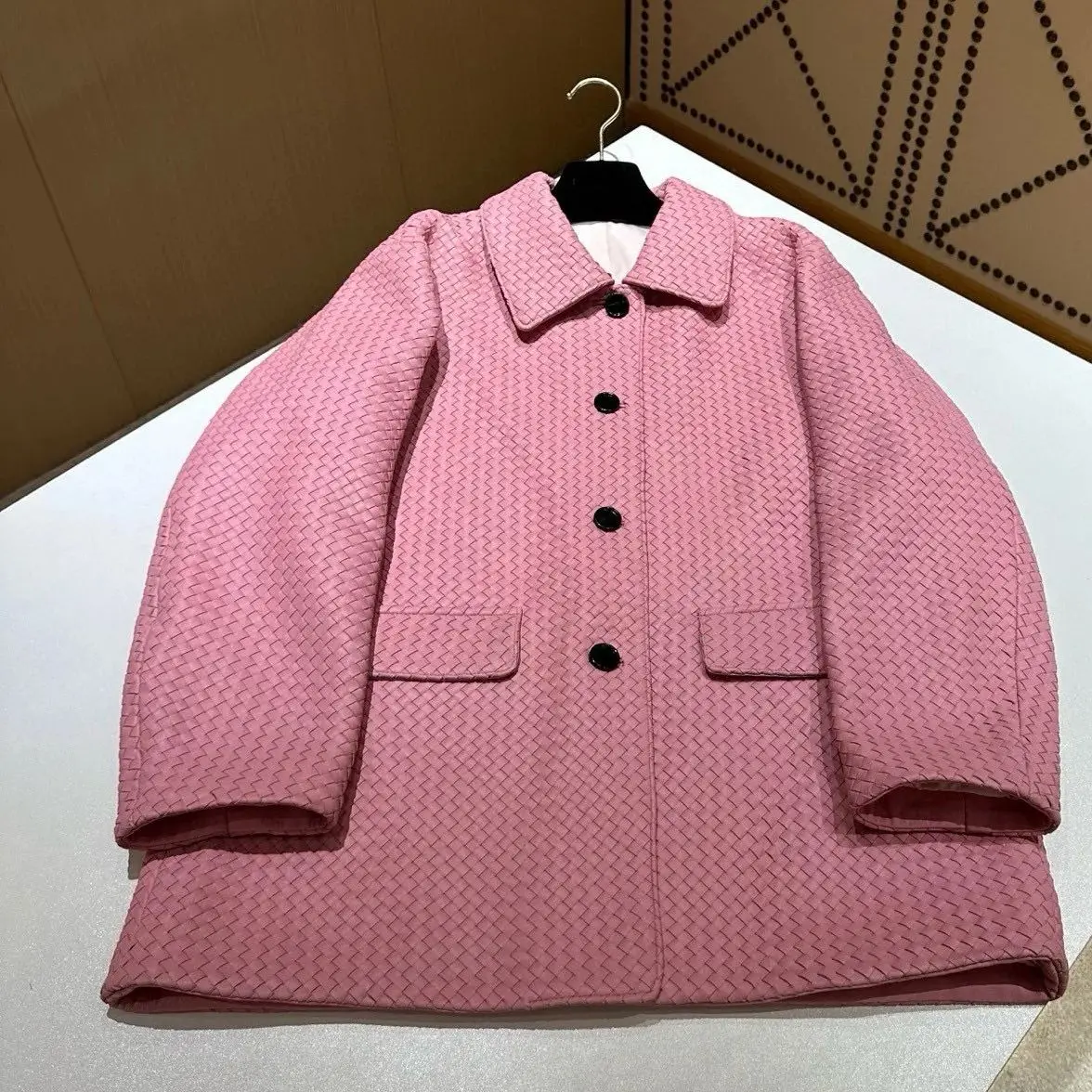 秋のカジュアルレディース絶妙なルーズ本革コート