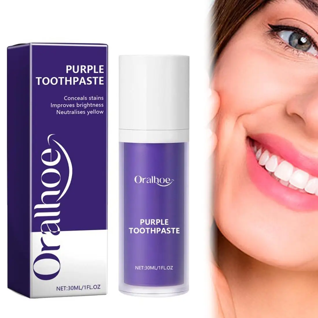 معجون أسنان أرجواني لتبييض الأسنان من Oralhoe 30 مل يقلل من البقع ورائحة التنفس الطازج وإزالة الجير ونظافة الفم ومعجون أسنان نظيف #4