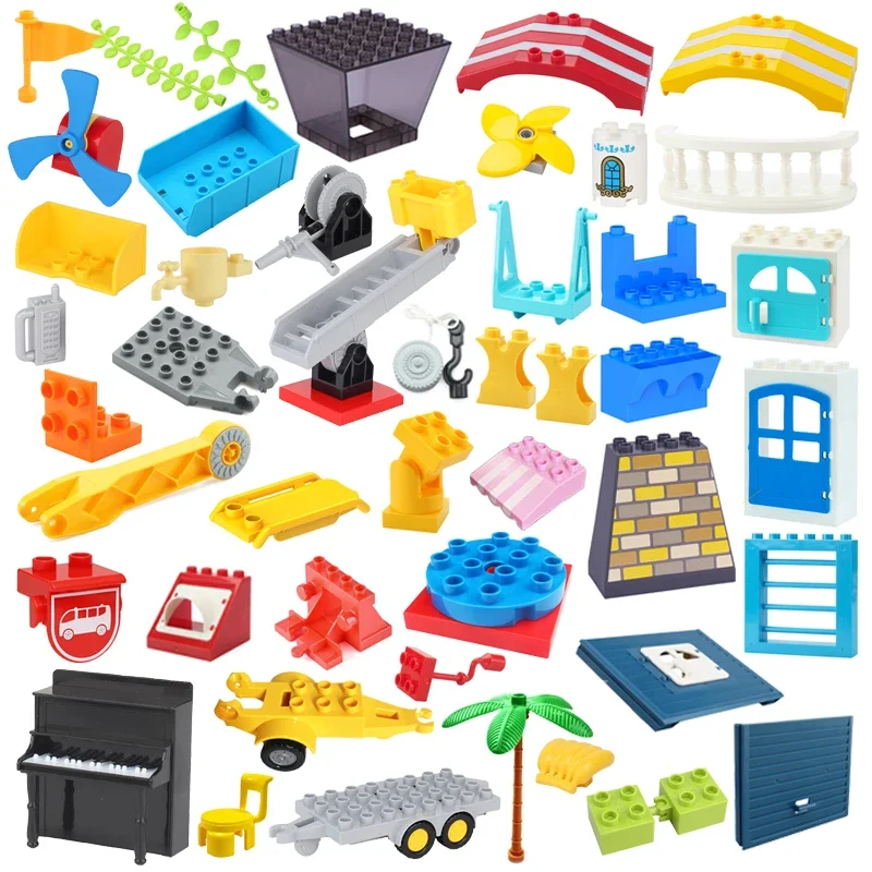 Gros blocs de Construction accessoires compatibles Duplos maisons villas équipement de Construction rotation connexion enfants pièces d'assemblage jouets