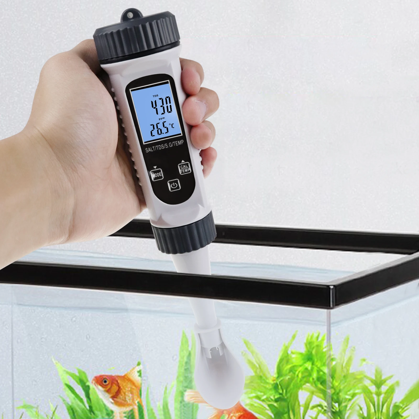 Professional 4-in-1 Salinity TDS Meter, Temperature, SG, Saltwater Water Quality Tester  for Testing Drinking, Aquaculture