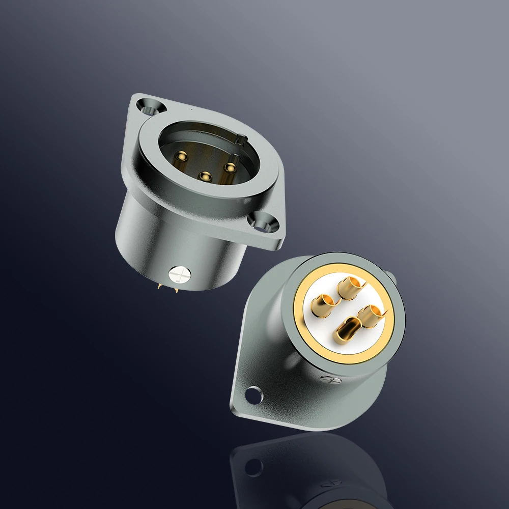 Viborg-Adaptateur de prise XLR en cuivre pur, plaqué or 24 carats, 3 broches, châssis mâle, monté sur panneau, soudure, CM201G