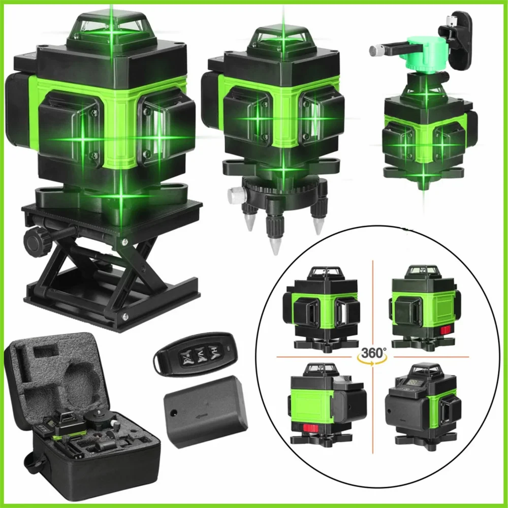 3D /4D 8/16 Lines Laser Level Green Line SelfLeveling 360 Horizontal And Vertical Green Beam Super power Laser Levels