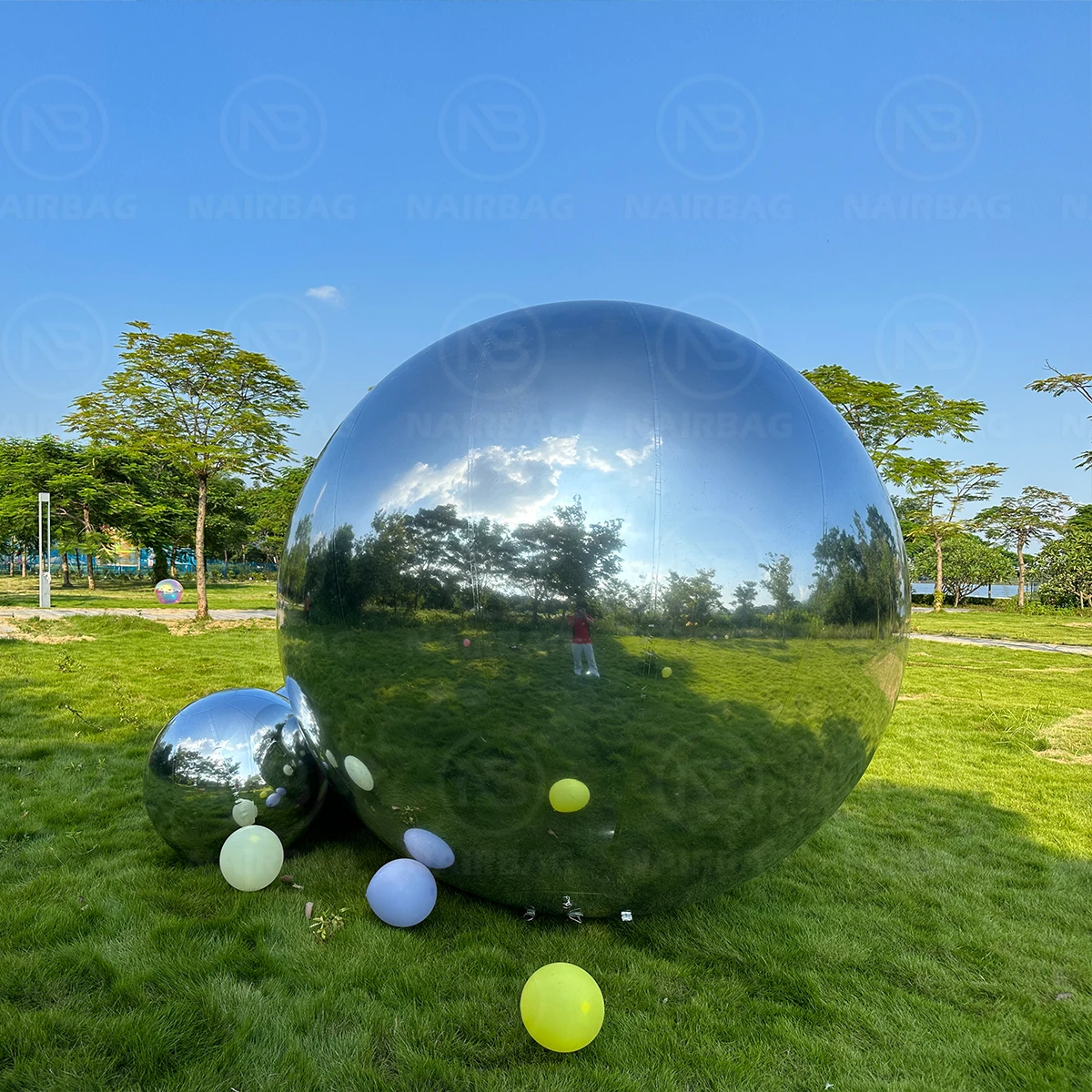 Silver Mirror Ball Inflatable Big Shiny Balls Giant Disco Party Balloon Christmas Event Decor Reflective PVC Large Mirror Sphere