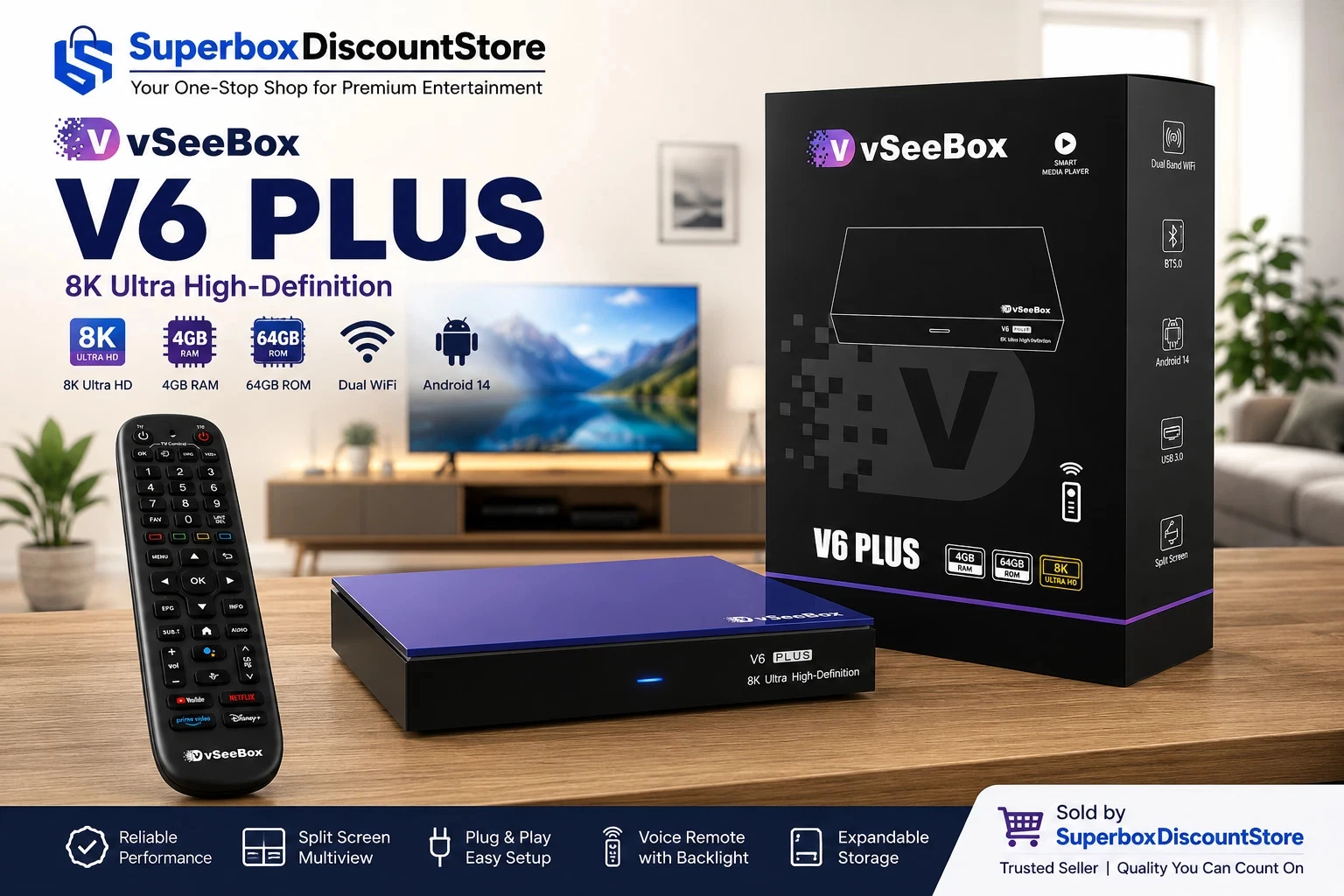 VSeeBox V6 Plus 30-Day Satisfaction Guarantee Fast Shipping Authorized Dealer