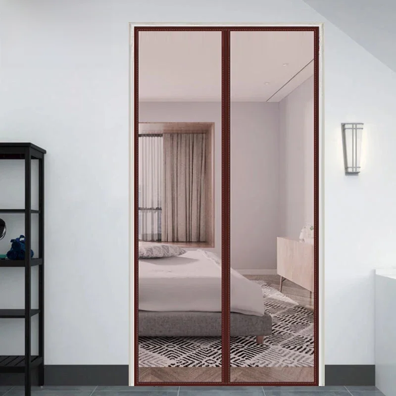 EROCACA-Rideau de porte en filet magnétique marron, écran de porte, arrêt automatique des filets invisibles