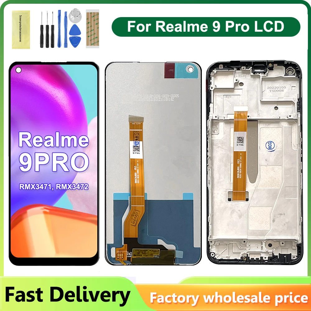 6.6'' For OPPO Realme 9 Pro LCD Display Screen Touch Digitizer With Frame Assembly For Realme9 Pro RMX3471 RMX3472 LCD