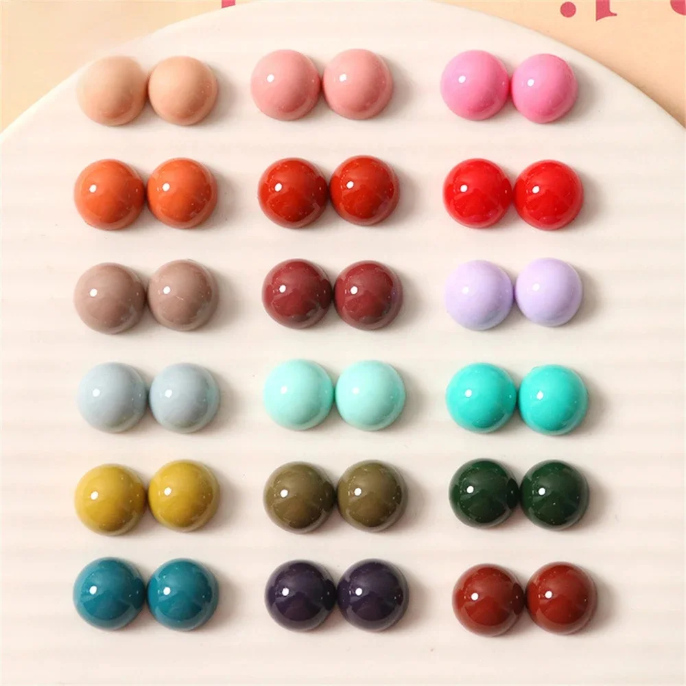 WFFNNKC 30 pièces 12mm multicolore rond demi-pilule résine accessoire bricolage boucle d'oreille pince à cheveux téléphone décor matériaux chaussures boutons ornements
