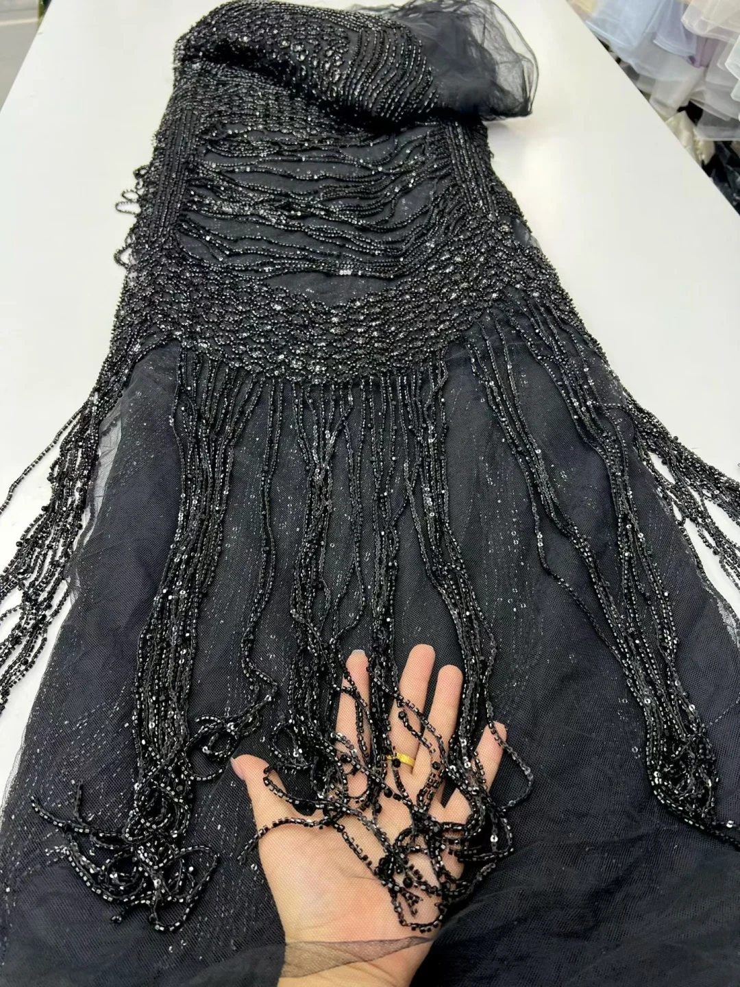 2026 African Beaded Lace Fabric High-Quality French-Style Nigerian Sequined Lace Fabric Suitable for Evening Gowns AT2913