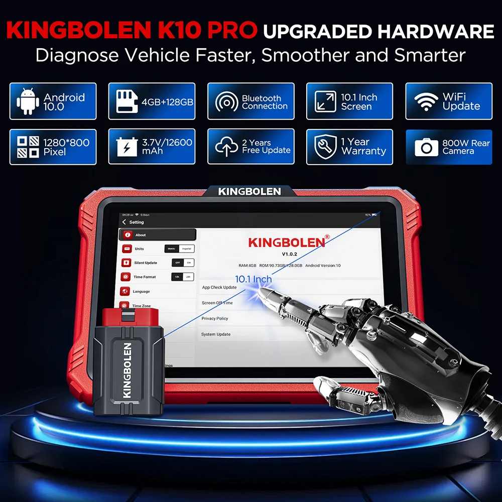 KINGBOLEN K10 Pro Bi-Directional Scanner Full Systems Diagnostic Scan Tool, 40+ Reset ECU Coding, AutoAuth for FCA SGW CAN FD