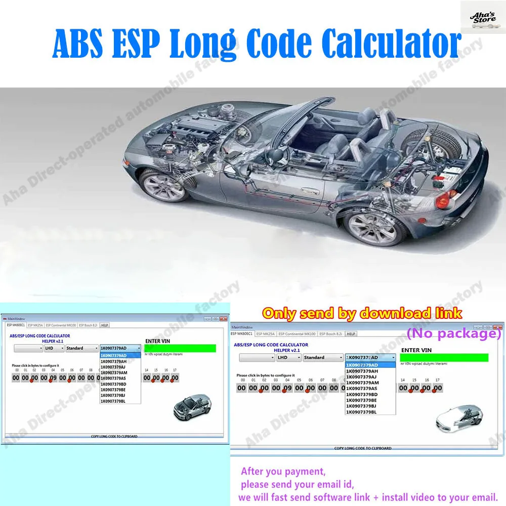 

Latest Car Repair Software ABS ESP Long Code Calculator obd2 scanner Helper MK60EC1 Car accessories software + unlimited install