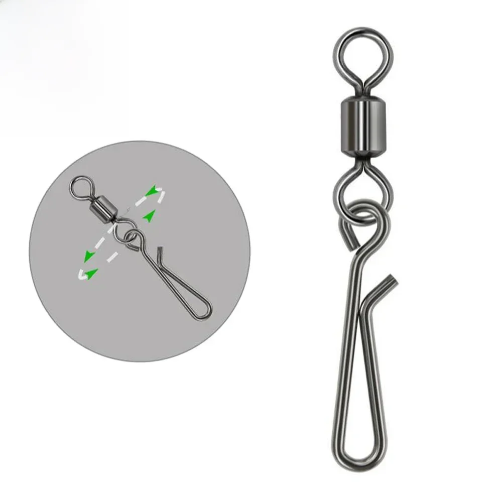10-50 sztuk krętliki wędkarskie Snap Fishing Rolling krętlik beczka Snap przynęty złącze słonowodne klips wędkarski Snap Trolling Tackle — 2