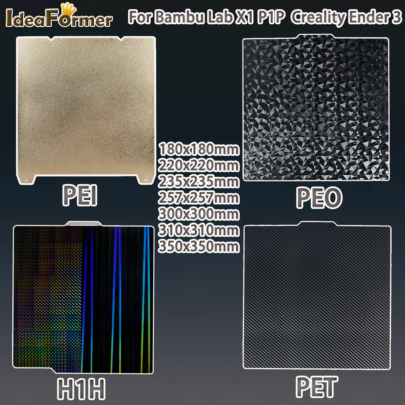 PEI PEO PET Build Plate For Bambu Lab X1 P1P H1H Build Plate 220 235 257 310 PEI PEY Magnetic Build Plate For Creality Ender 3