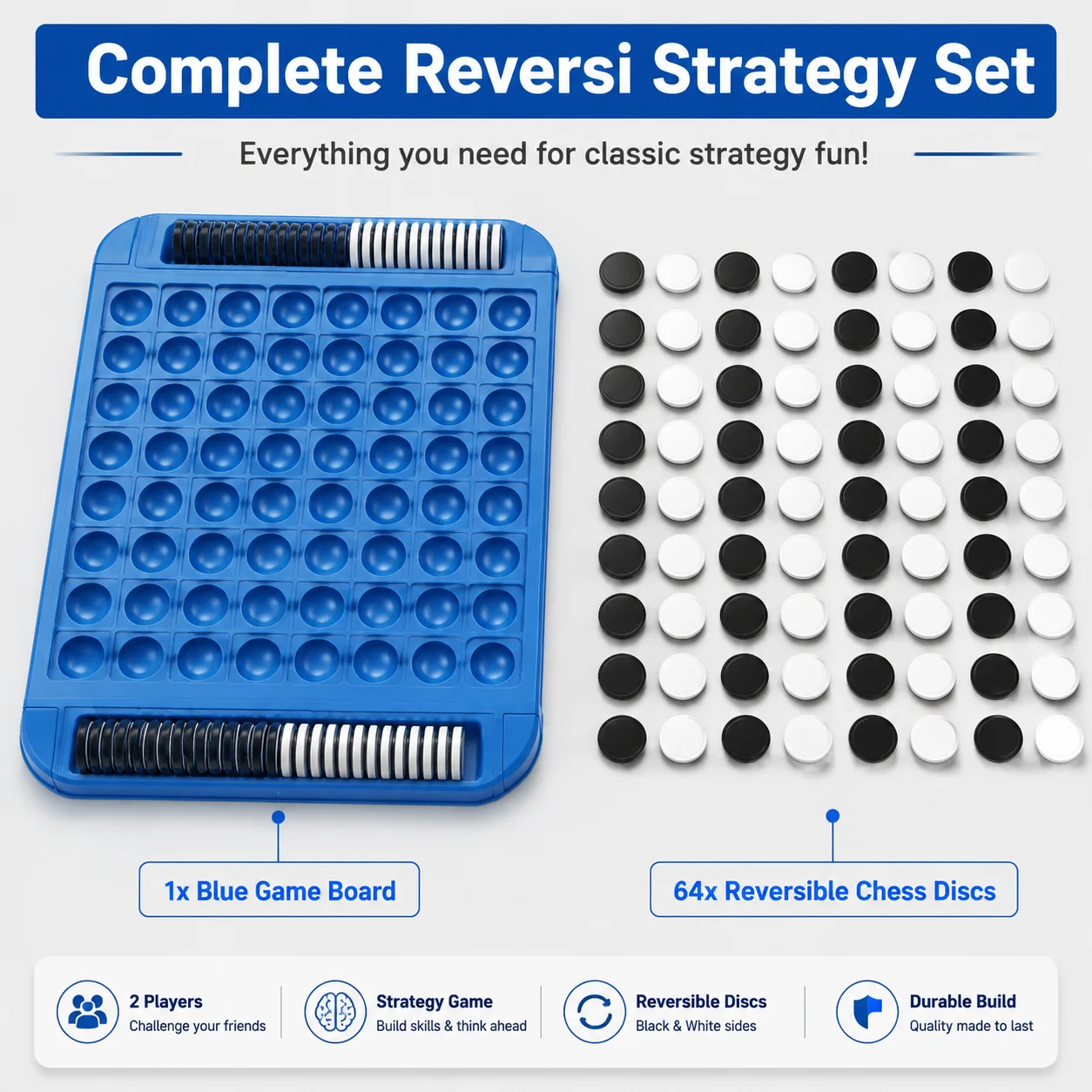 Classic Reversi Board Game 2 P - Board Game For 3 Players ulasan dan harga