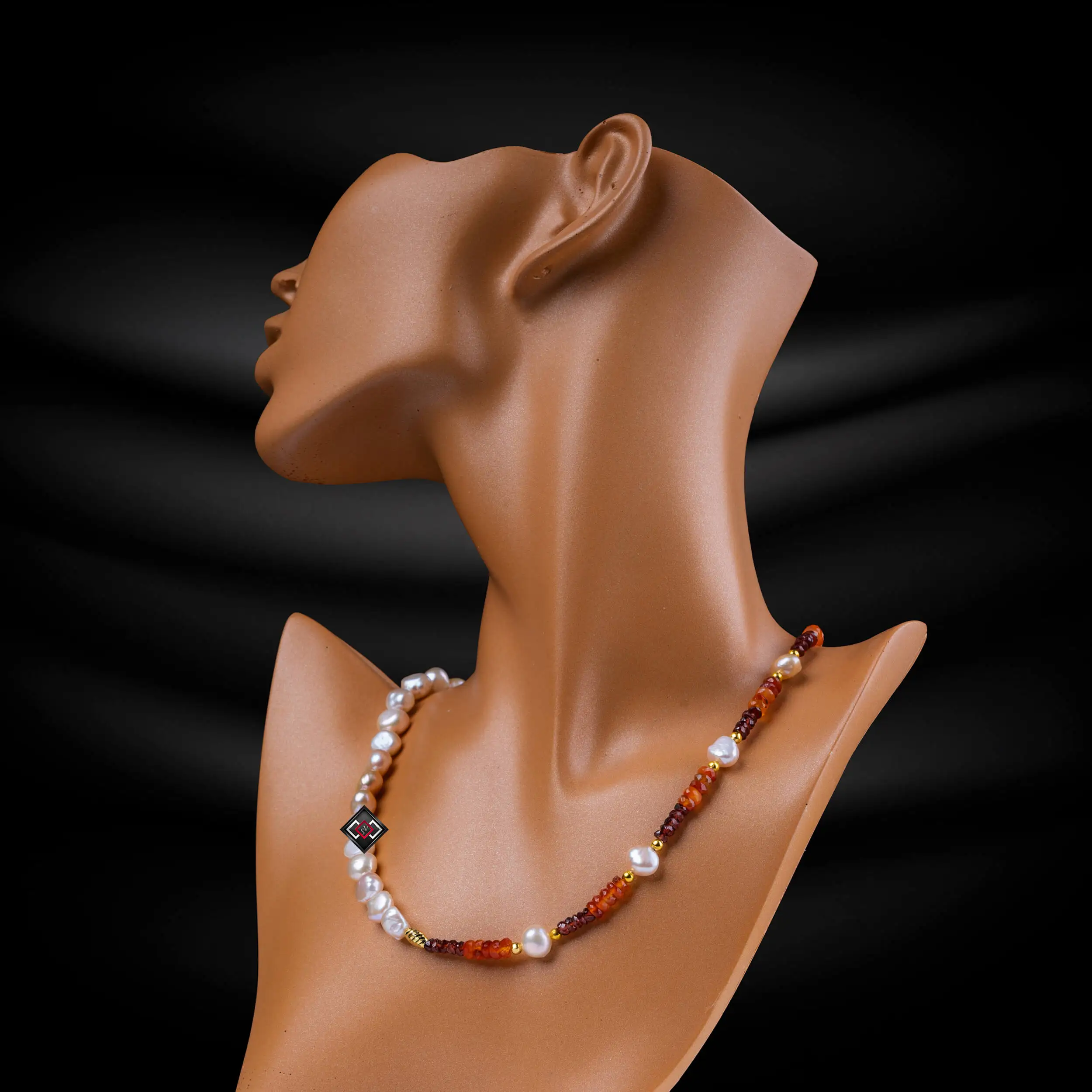 

Carnelian , granite and Pearl stone women's necklace.. Women's jewelry... Women's accessories