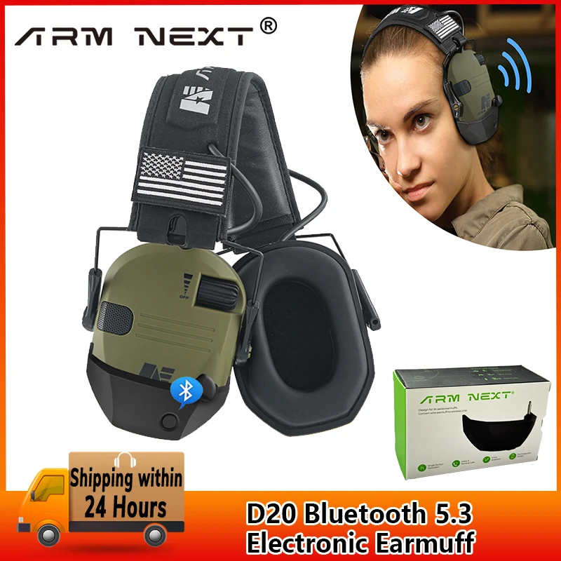 

ARM NEXT Tactical Electronic Shooting Earmuff D20 Anti noise Headset Sound Amplification Hearing with 5.3 Bluetooth adapter