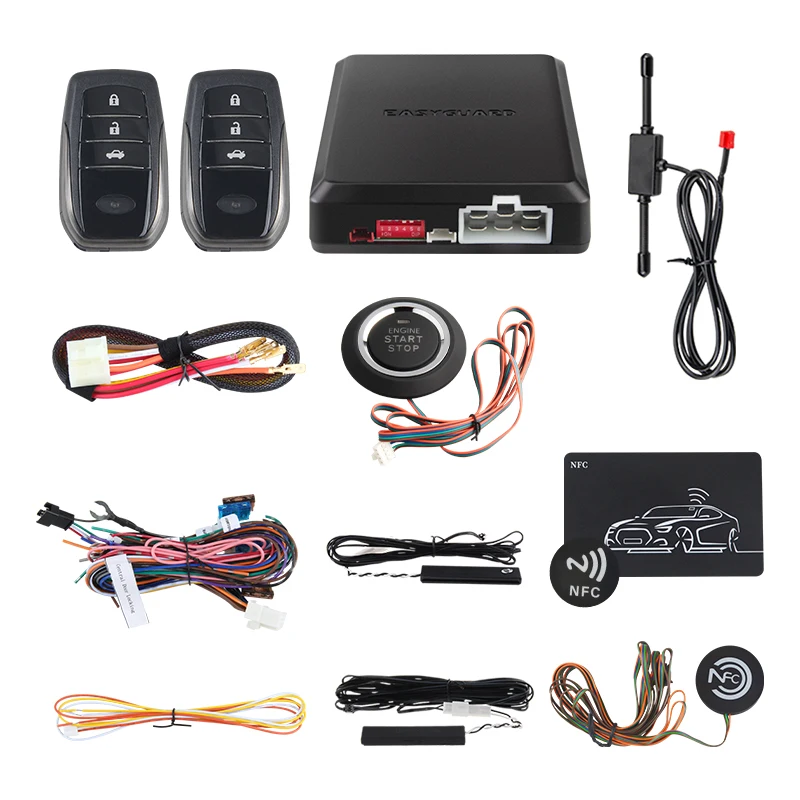 EASYGUARD Universal 12V EC002-T2-NFC PKE Car Alarm System with NFC card Keyless Entry & Remote Engine Start NFC Lock Unlock