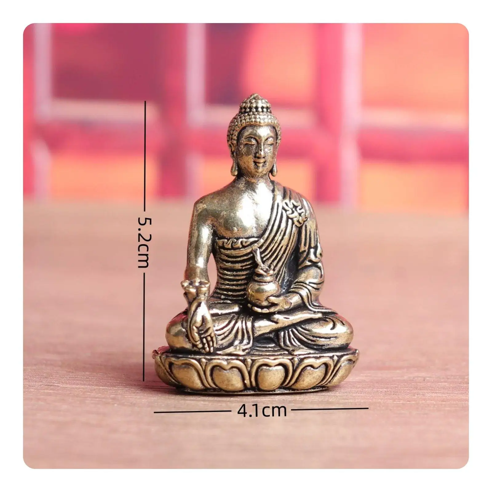 Medicine Buddha Statue Meditative Buddha Figure Seated Buddha Sculpture on Base Handcrafted Home Decoration for Mindfulness