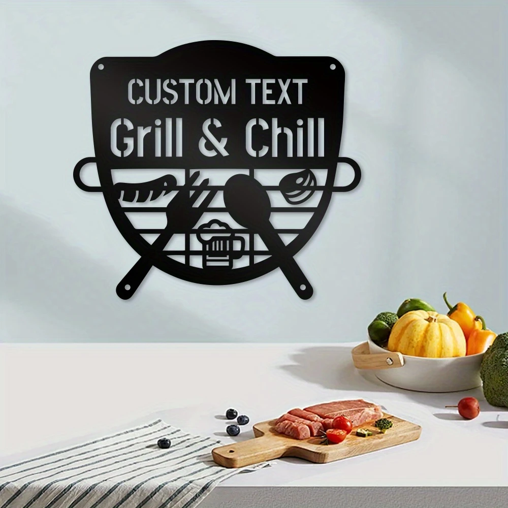 Custom BBQ & Bar Iron Wall Art, Leisure Theme Hanging Sign, Great Housewarming & Father's Gift view 3
