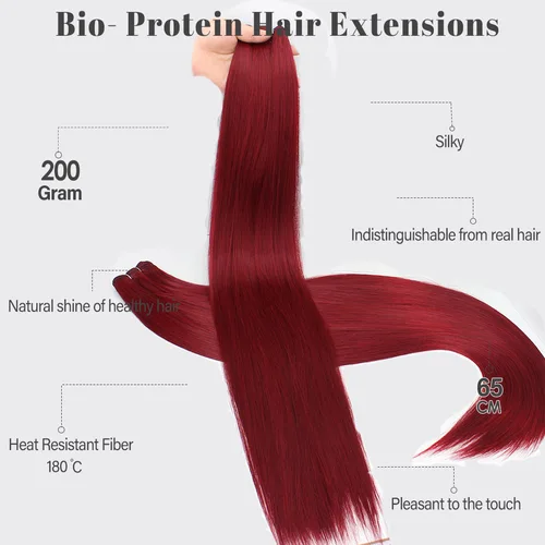 Imagen 2 del producto Mechones de cabello liso Bio, 26 "", fibra Natural suave resistente al calor, extensiones de cabello de fibra sintética, tejido de cabello liso de proteína