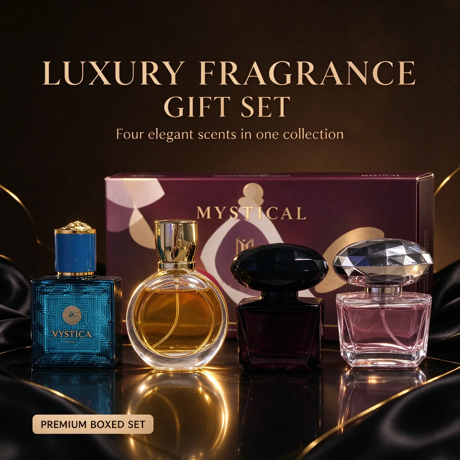 Mystical 4 Pcs Women's Perfume Gift Set Elegant Assorted Fragrance Collection Long Lasting Scent Portable Mini Perfumes Kit Ideal Birthday Anniversary Holiday Gift