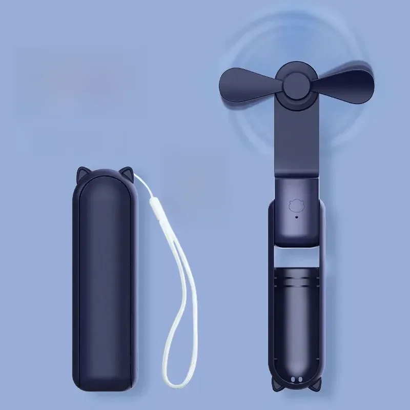 2000mAh Mini przenośny wentylator USB akumulator chłodnicy składany ręczny wentylator biurkowy cichy składany biuro domowy poręczny Power Bank — zdjęcie 2