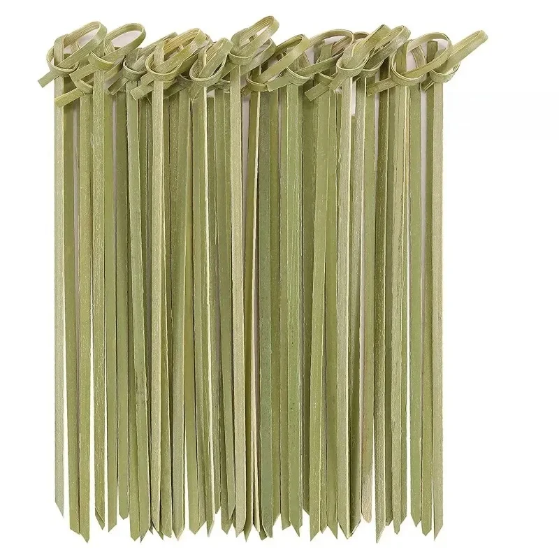Brochettes à nœud en bambou jetables, 100 pièces, choix de Cocktail avec extrémités torsadées pour collations, Club, Sandwichs, fourchettes de barbecue de fête