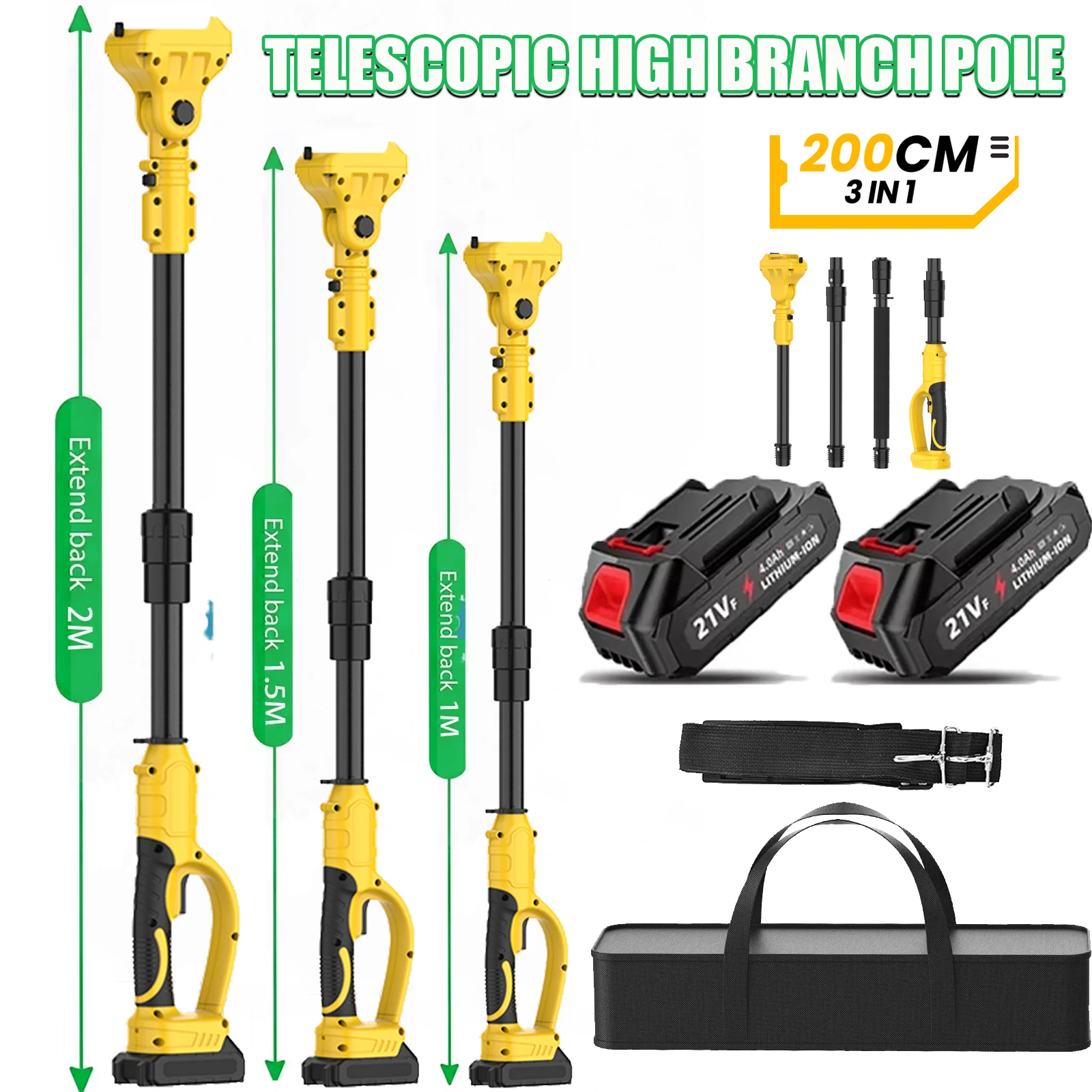 Prolunga senza fili a ramo alto 180 °   Asta telescopica per forbici per seghe a catena elettriche regolabili a grado per batteria Makita 21V