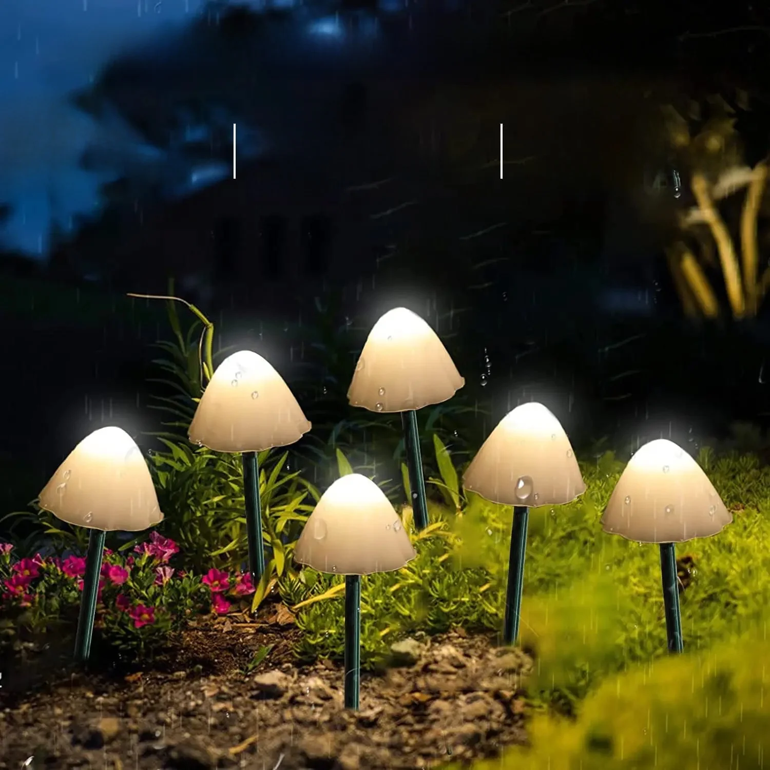 10 LED Solar Mushroom Lights Zewnętrzne wodoodporne dekoracyjne lampy uliczne do trawnika Ogród Patio Świąteczna dekoracja świąteczna — zdjęcie 2