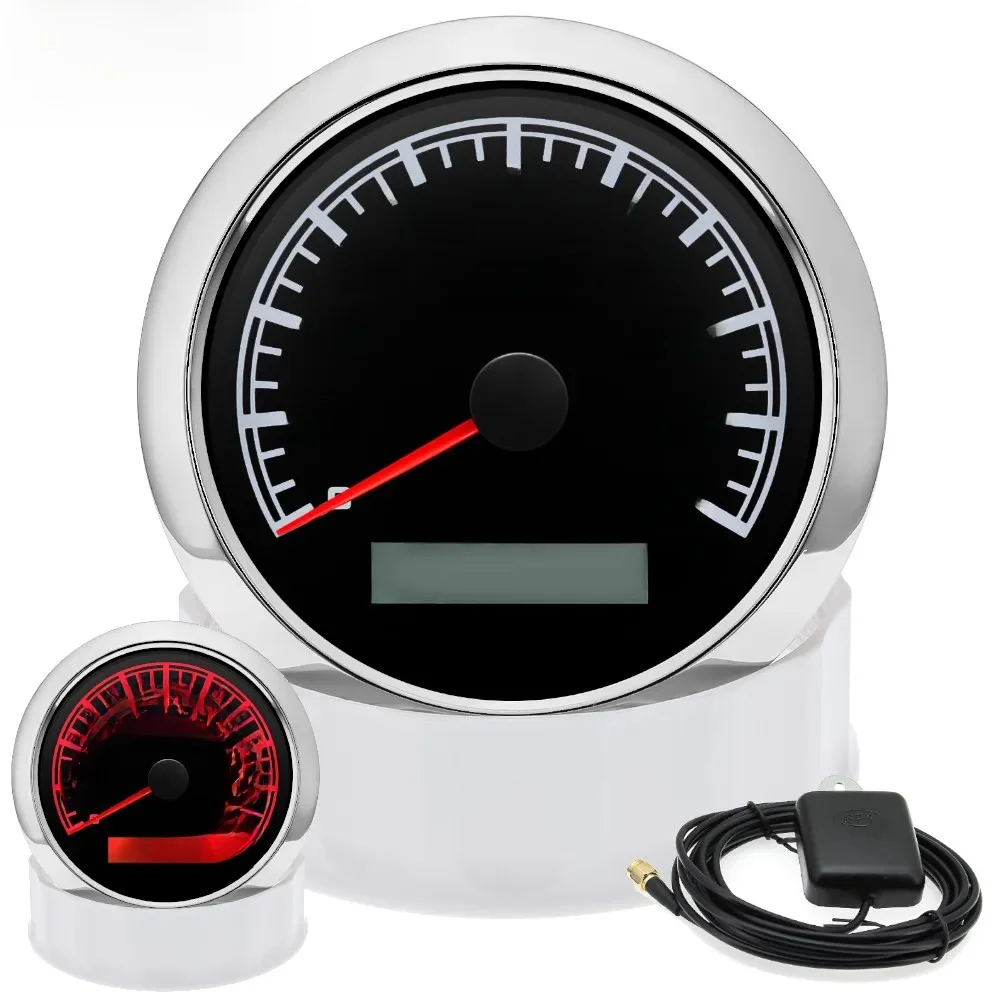 Compteur de vitesse GPS étanche 300 km/h 200 km/h 120 km/h 60 km/h, 85MM, jauge de vitesse, rétro-éclairage rouge, capteur GPS pour pièces de voiture et bateau Mairne