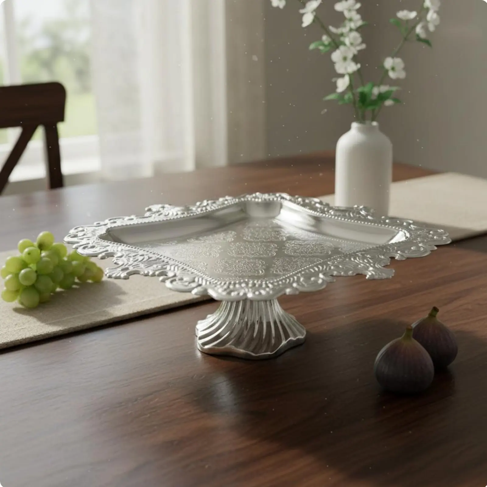Pedestal Cake Stand Elegant Footed Fruit Bowl Decorative Serving Tray Dessert Display for Dining Table Afternoon Tea Wedding