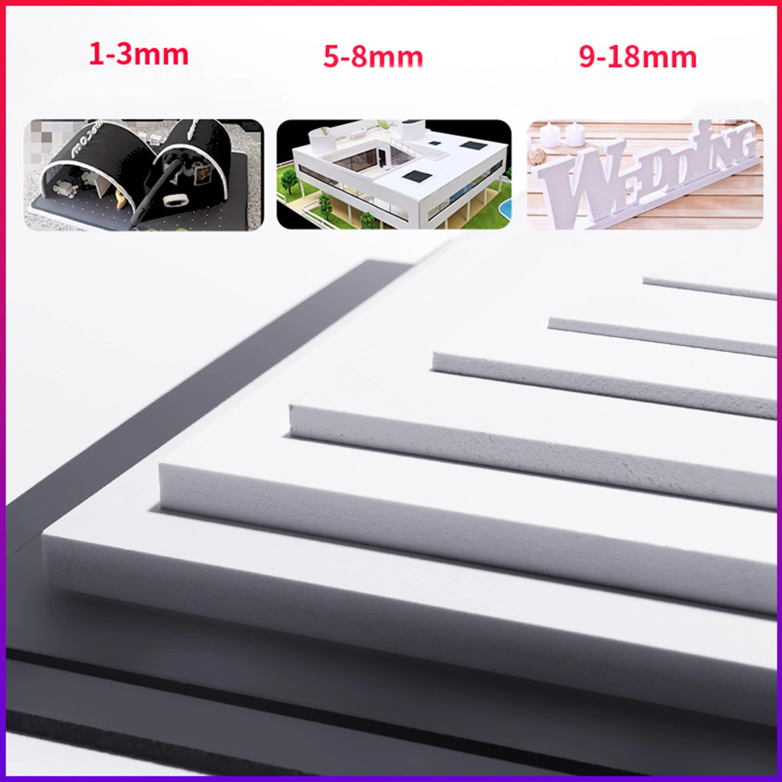5Pcs Foam Plate Miniature Landscape Building Model Diorama Base PVC Square Boards Foam White Photo Framing Crafting Modeling