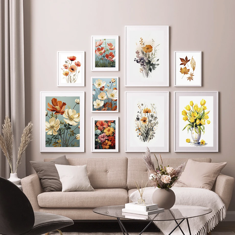 

Tulip Magritte Rose Peony Vase Leaf Beautiful Flowers Watercolour Fashion Wall Art Canvas Painting Nordic Poster Room Decor