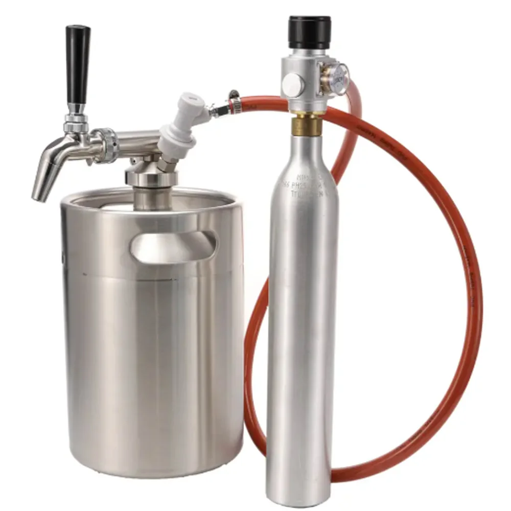 MUGLIO Soda CO2 Mini Gas Regulator Tr21.4 Include Gas Line Assembly,Ball Lock Gas Disconnect for Soda Tank Corny Keg Dispenser