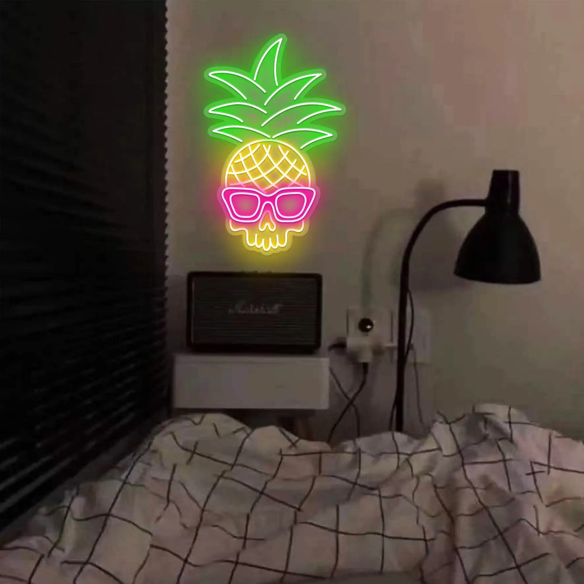 

Pineapple Skull Neon Sign Skeleton Light Signs Party Decor Event Lights Custom Party Neon Sign